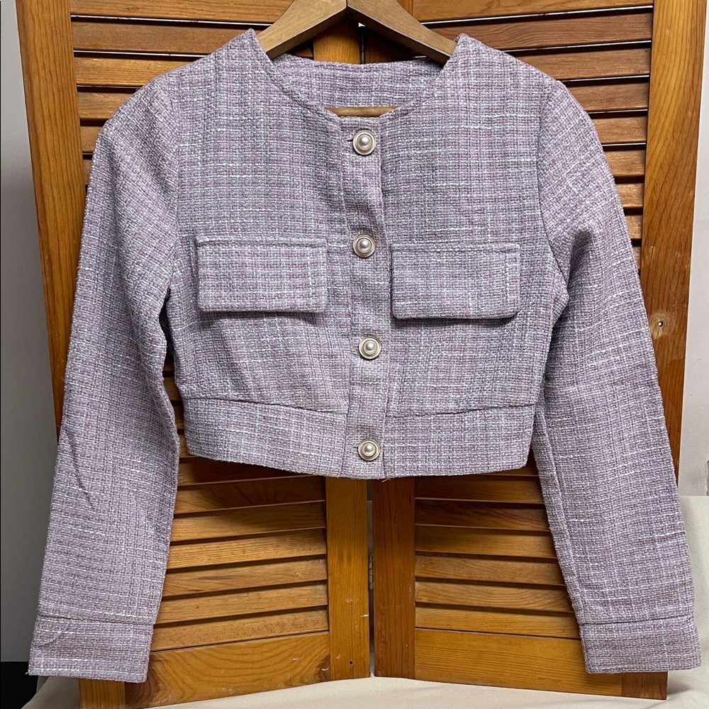 SHEIN Tweed Blazer - Lavender